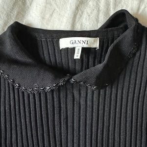 Ganni long sleeve ribbed top size medium